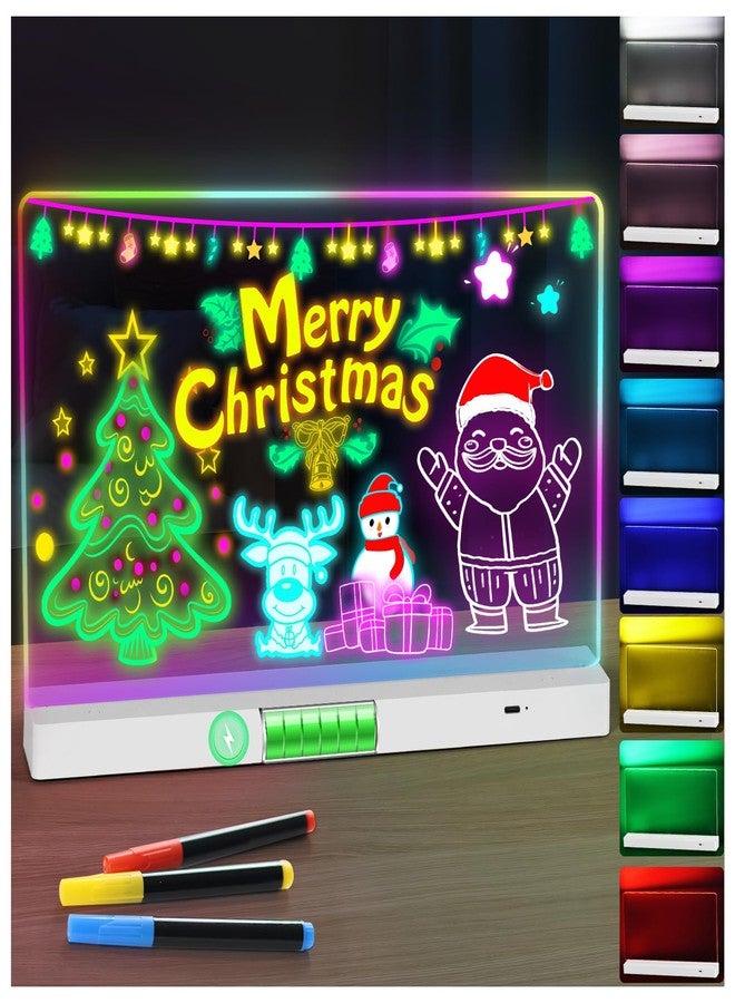 لوحة ملاحظات LED ملونة، لوحة كتابة قابلة لإعادة الشحن من الأكريليك، لوحة بيضاء مضيئة من الأكريليك بثمانية ألوان، لوحة فنية، مناسبة للفصول الدراسية/المكاتب/ديكور المنزل/الهدايا (أفقية) - Image 1